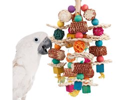 Knabbelspeelgoed—Hangend vogelkooispeelgoed—Vogelspeelgoed—Gemaakt van natuurlijk peperhout—Geschikt voor Afrikaanse grijze papegaaien, ara's, kaketoes en amazonepapegaaien — cadeau in Hobby