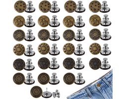 Jeansknopen - 24 stuks - 17mm - Brons - Spijkerbroek Knoop Met Klik - Knopen Vervangen - Broek Strakker Maken - Verstelbare Jeansknoop - Zonder Naaien en Gereedschap - Spijkerbroek - Spijkerjas - Voor broek te los in de taille — cadeau in Cadeau-ideeën