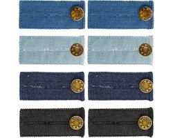 Set van 8 knoopverlengers voor jeans en pantalons, verstelbare tailleverlenger, broekverlenger, 8,5 x 3,5 cm, voor mannen en vrouwen, zwangerschapsbroeken, rokken — cadeau in Cadeau-ideeën