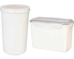 Lock&Lock Beschuitbus en Cracker bewaardoos - Knackebrod bewaardoos - 100% luchtdicht - BPA vrij - PFAS vrij - Bewaardoos met deksel - Voorraaddozen - Set van 2 stuks - Wit — cadeau in Cadeau-ideeën
