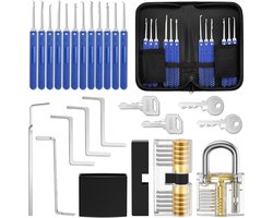 Lockpick Set – met Hangslot Professionele Kwaliteit – Oefenslot met Gebruiksaanwijzing – met Opbergtas — cadeau in Hobby