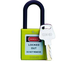 Lock out Hangslot GEEL - Nylon 38mm beugel - LOTOTO - Loto - Lockout Tagout - Loto Hangslot - Veiligheidslot - Loto slot - Lock out slot - Lock out - Tag out — cadeau in Cadeau-ideeën
