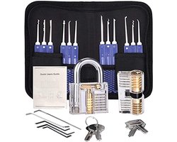 Lock Premium Lockpick Set – 20-delig – Inclusief 2 transparante sloten – Lockpicken voor beginners en professionals — cadeau in Hobby
