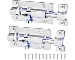 Veiligheidssloten - Door Lock - 2 Stuks - 3 Inch Schuifgrendel - Met 12 Stuks Schroeven - Latch Deurslot - Schuifdeursloten - Anti-Diefstal Hasp Slot Deurslot - Grendels - Hangsloten — cadeau in Cadeau-ideeën