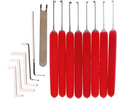 14-delige Lockpicking Tool Set met 10 Lock Pick Haken en 7 Spansleutels voor Dubbel-Einde en Cilindersloten — cadeau in Hobby
