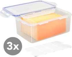 Lock&Lock Kaasdoos - Bewaardoos Kaas - Vershoudbakjes set met deksel - Diepvriesbakjes - Bewaarbakjes - Diepvriesdozen - Vershouddoos - Set van 3 stuks - 1,4 liter - Luchtdicht - Met vochtrooster - Transparant - LocknLock — cadeau in Cadeau-ideeën