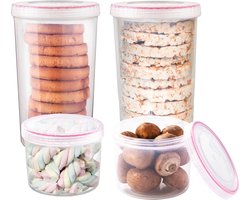 Lock&Lock Voorraadbussen - Voorraadpotten - Voorraaddozen - Beschuitbus - Rijstwafel bewaarbus - Bewaardozen voedsel - Vershoudbakjes set met deksel - Luchtdicht - BPA vrij - PFAS vrij - Rond - Set van 4 stuks - LocknLock — cadeau in Cadeau-ideeën