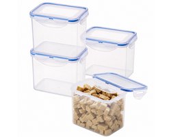 Lock&Lock Vershoudbakjes set met deksel - Diepvriesbakjes - Diepvriesdozen - Bewaarbakjes - Bewaardozen voedsel - Vershouddoos - Luchtdicht - Lekvrij - BPA vrij - PFAS vrij - Transparant - 1 liter - Set van 4 Stuks - LocknLock — cadeau in Cadeau-ideeën