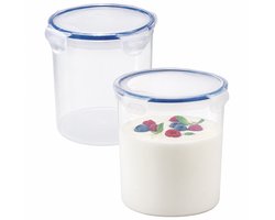 Lock&Lock Vershoudbakjes set met deksel - Diepvriesbakjes - Diepvriesdozen - Bewaarbakjes - Bewaardozen voedsel - Vershouddoos - Luchtdicht - Lekvrij - BPA vrij - PFAS vrij - Rond - Transparant - 1,4 liter - Set van 2 Stuks - LocknLock — cadeau in Cadeau-ideeën