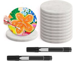 12 Stuks Platte Verfstenen voor Schilderen, Wit, Rond, Diameter 6.3 cm - Creatief Hobbymateriaal voor Kinderen en Volwassenen — cadeau in Tuin & Klussen