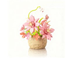 Namajunas - Mini Kunstbloemen Bloemenmand - Bouwsets Volwassenen - Botanical Flowers Collection - Botanical Bloemen - Bouwsets - Roze Oosterse Lelie - Niet geschikt voor LEGO - Decoratie voor Huis, Cadeau, Kerst, Pasen, Valentijnsdag — cadeau in Spellen & Speelgoed