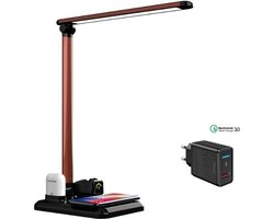 DrPhone DX4 - USB Wireless 4 IN 1 Oplader + Dock Geschikt voor iOS/Android Smartphones + iOS Watch 38/40/42/44mm + AirPods 1/2 + Bureau LED Lamp - Zwart — cadeau in Gadgets