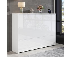 Aafinity Opklapbaar Bureau Met Wielen En Draadloze Oplader – Wit Dressoir – Dressoirkasten – Kastorganizer – 2-in-1 Tafelblad 115×27×93 Cm — cadeau in Cadeau-ideeën