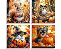 Herfst Schilderen op Nummer voor Volwassenen - 4 Delige DIY Set met Dieren, Lijsten en Acrylverf voor Creatieve Hobby's — cadeau in Hobby