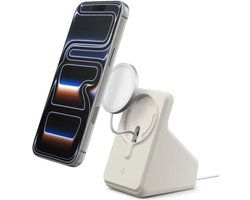 Spigen Oplaadstandaard voor MagSafe Oplader | MagSafe Standaardhouder Geschikt voor Bureau & Nachtkastje | Wit — cadeau in Gadgets