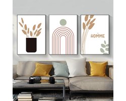 Unyqoos® Set van 3 Moderne Abstracte Botanische Posters voor Stijlvolle Interieurs — cadeau in Wonen & Interieur
