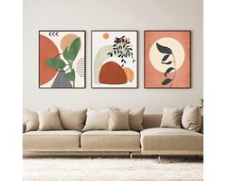Ibenzoa® Set van drie abstracte botanische en boho posters voor muurdecoratie — cadeau in Wonen & Interieur
