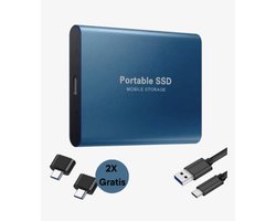 Portable SSD – Externe SSD – 2TB opslag – blauwe SSD – inclusief USB C kabel – USB 3.1 – draagbare SSD – SSD harde schijf – externe harde schijf 2TB – SSD voor laptop – blauw – geschikt voor Windows, Mac en Android — cadeau in Mode & Accessoires