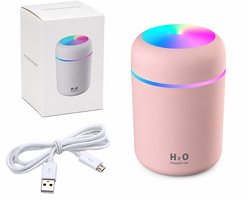 Mini Luchtbevochtiger Aroma Diffuser 300 ml Roze - Geurdiffuser Slaapkamer, Babykamer en Woonkamer - Geur Diffuser Geurverspreider Elektrisch voor Etherische Olie - Humidifier Vernevelaar Aromatherapie met LED Nachtlampje USB — cadeau in Wonen & Interieur