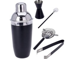 Cocktailshakerset - 5 delig - mat zwart — cadeau in Kookcadeaus