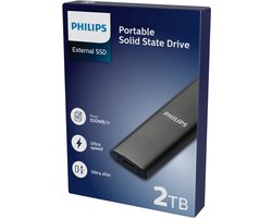 Philips Draagbare externe SSD — 2TB — Ultra Slim SATA Ultra Speed — USB-C – USB — leessnelheid tot 550 MB/s — schrijfsnelheid tot 550 MB/s — Aluminium — cadeau in Games, Films & Muziek