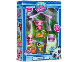 Littlest Pet Shop - Kampeerset Pack 3 dieren en accessoires - Littlest Pet Shop LPS Panda Squirrel Toekan - Mini Cute Animal Figure Toy Set - Speelgoed voor kinderen van 4 jaar en + - BF00574 — cadeau in Spellen & Speelgoed