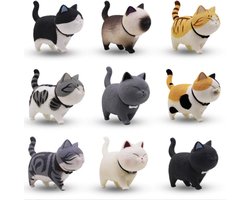 Set van 9 Mini Kat Figuren - Realistische Katbeeldjes voor Decoratie - Schattige Dierenornamenten in Zwart, Grijs, Oranje en Wit voor Thuis en Kantoor — cadeau in Wonen & Interieur