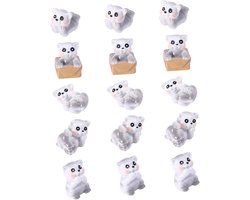 Mini Kat Beeldjes - Dieren Figuren - Decoratie Tuin - Set van 15 stuks - Compact formaat - Diverse kleuren — cadeau in Wonen & Interieur