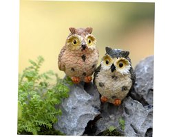 Miniatuur Uilornamenten, Tuinornamenten, Mini Rasin Uil Tuinbeeldjes Landschapspop Decor 3cm 4PCS — cadeau in Wonen & Interieur