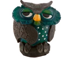 Comix Cartoon - uil - beeld - mini Hooty - groen - uniek handgeschilderd - massief beeld - beeld van een uil - decoratief beeld - kleurrijke uil - vogel — cadeau in Wonen & Interieur