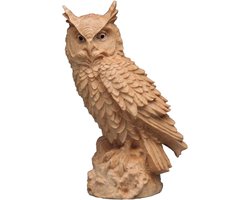 Houten Uil Decoratiebeeldje Voor Boekenplank En Huisdecoratie Bruin, Dieren Sculptuur Voor Kantoor Appartement En Woonkamer, Handgemaakt Decoratief Figuurtje Afmetingen 5x4x10.5 Cm — cadeau in Wonen & Interieur