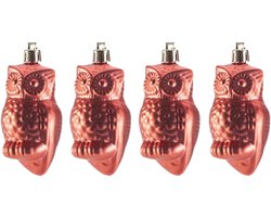 4x Kersthangers figuurtjes rode uilen 9 cm - uilen thema kerstboomhangers - kerstboomversiering — cadeau in Wonen & Interieur
