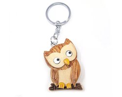 Sleutelhanger houten uil - 5 cm - Uilen dieren sleutelhangers - Speelgoed voor kinderen — cadeau in Spellen & Speelgoed