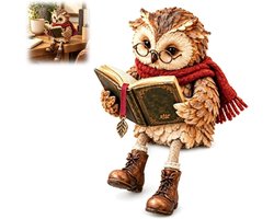 Lezende Uil Beeldje Met Bril En Boek - Schattig Verzamelfiguur Voor Boekenplank - Decoratief Zittend Uilenornament Voor Thuis En Kantoor (1 Stuk) — cadeau in Wonen & Interieur