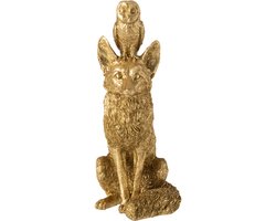 J-Line figuur Vos + Uil - polyresin - goud — cadeau in Wonen & Interieur