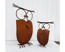 Weerbestendige Metalen Tuinfiguur Uil met Roest Patina Decoratie — cadeau in Wonen & Interieur