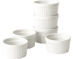 Cookinglife Ramekin Set - Soufflébakje & Crème Brûlée Schaaltjes - Porselein - Wit - Vaatwasserbestendig - Ø 9 cm, 6 Stuks — cadeau in Cadeau-ideeën