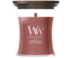 WoodWick Geurkaars Mini Candle - Cinnamon Chai - 20 branduren - 85gr - 8 cm / ø 7 cm — cadeau in Wonen & Interieur
