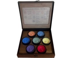 M-HOLY 7 Chakra Ritual Set – Geurkaarsen Cadeauset – 7 Geuren – Handgemaakte Houten Geschenkdoos – Sojawas Kopieer — cadeau in Wonen & Interieur
