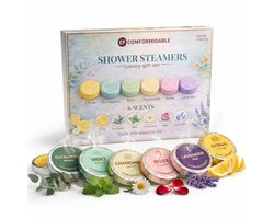 Comformidable Shower Steamers Cadeauset – 12 Douche Steamers – 6 Geuren met Essentiële Oliën – Shower Bomb - Aromatherapie Douche Tabletten – Bruisbal Douche — cadeau in Verzorging