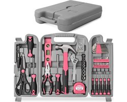 Gereedschapset In Koffer - Gereedschapskoffer Compleet - Roze — cadeau in Tuin & Klussen