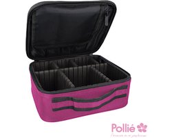 Cosmetica koffer - Nagelkoffer - Kapperstas - Met verstelbare vakken - Fuchsia - 25x22x9.5cm — cadeau in Verzorging