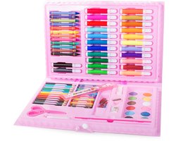 Roze kunstkoffer, knutselkoffer Art Set - 86 stuks - Creatief Speelgoed - Roze — cadeau in Spellen & Speelgoed