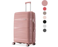 SKYCASES Travel One – 24-inch Medium Reiskoffer – Cijferslot – 41x24x69 cm – 68L – Lichtgewicht, Waterdicht & Duurzaam – Roze — cadeau in Cadeau-ideeën