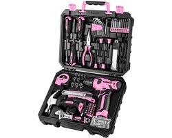 Loushops - Gereedschap - Gereedschapskoffer - Gereedschapset - Handgereedschap - Toolbox - 126 Delig - Combo kits - Roze - Zwart — cadeau in Tuin & Klussen