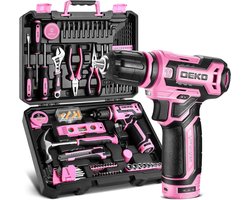 Draadloze Boormachine 12V in Roze met Cadeaubox en 133 Stuk Accessoires voor Vrouwen - Perfect voor Boren en Schroeven — cadeau in Tuin & Klussen