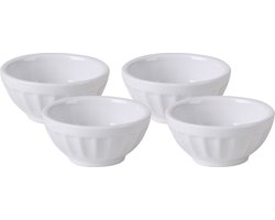 Urban Living kleine kommetjes/serveer schaaltjes - ivoor wit - keramiek - set 4x stuks - D6.5 cm - sausjes/hapjes/nootjes — cadeau in Cadeau-ideeën