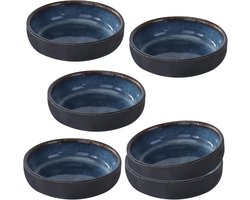 6 ronde keramische sauskommetjes voor sojasaus, sushi, mini kruidenkommetjes, donkerblauwe schaaltjes voor hapjes, snacks en noten, vaatwasmachinebestendig. — cadeau in Koken & Dineren