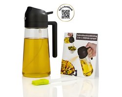 Navazz Olijfolie sprayer - 2-in-1 spray- en schenkfunctie - Glas - Olie sprayer - Olie spray voor koken, grillen en bakken - Oliefles - Incl. E-kookboek — cadeau in Boeken