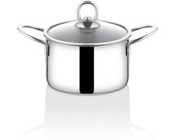 Cookchef Protico PTE-116 - Kookpan 16 cm – Roestvrij Staal – Kleine RVS Pan met Deksel – Zilver – Vaatwasserbestendig — cadeau in Cadeau-ideeën